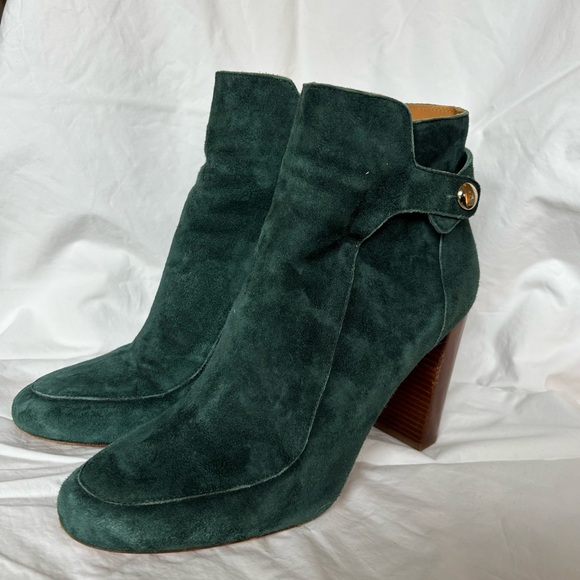 Sézane High Julieta Boots in Forest Green Suede Size 40/9 - Picture 6 of 12